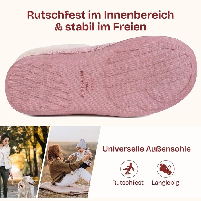 Жіночі халапи EverFoams зимові, антиковзні, теплі, з м'якого плюшу та піною з пам'яті, 38/39 EU, рожеві