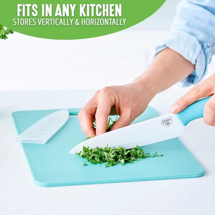Набір дерев'яних обробних дощок GreenLife 2 шт. (середня та велика), миючі в посудомийній машині, блакитні