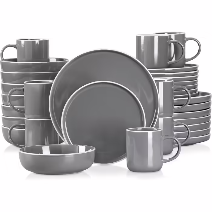 Tableware Stoneware, vancasso SESAM Dinnerware Set, 32-Piece Combination Set, with Cake Plates, Dinner Plates, Coffee Cups and Bowls, Scandinavian Design for 4-12 People 32-Piece Combination Set Dg