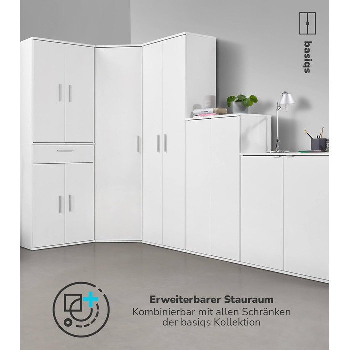 Multipurpose cabinet 60cm wide with drawers 'The Practical', small office cabinet or filing cabinet, also as a shoe cabinet or storage cabinet in 60x90x34 cm (W/H/D) in white