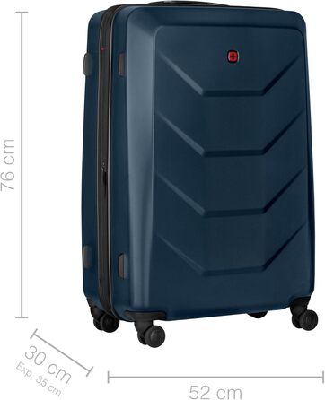 WENGER Pryo hard-shell suitcase with 4 wheels, trolley, medium-sized, 59 (67) l, security lock, for men, travel, vacation, 612537 (Blue, L)