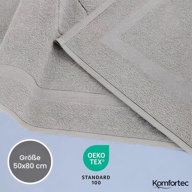 Набір махрових килимків для ванної кімнати Komfortec з 100% бавовни, гігроскопічні та прані, 50x80 см, світло-блакитний/білий (2 шт)