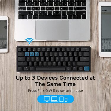 Механічна клавіатура RK ROYAL KLUDGE RK61-US: 61 клавіша, Bluetooth/2.4Ghz, Hot-Swappable, Red Switch, QWERTY, для Windows/Mac
