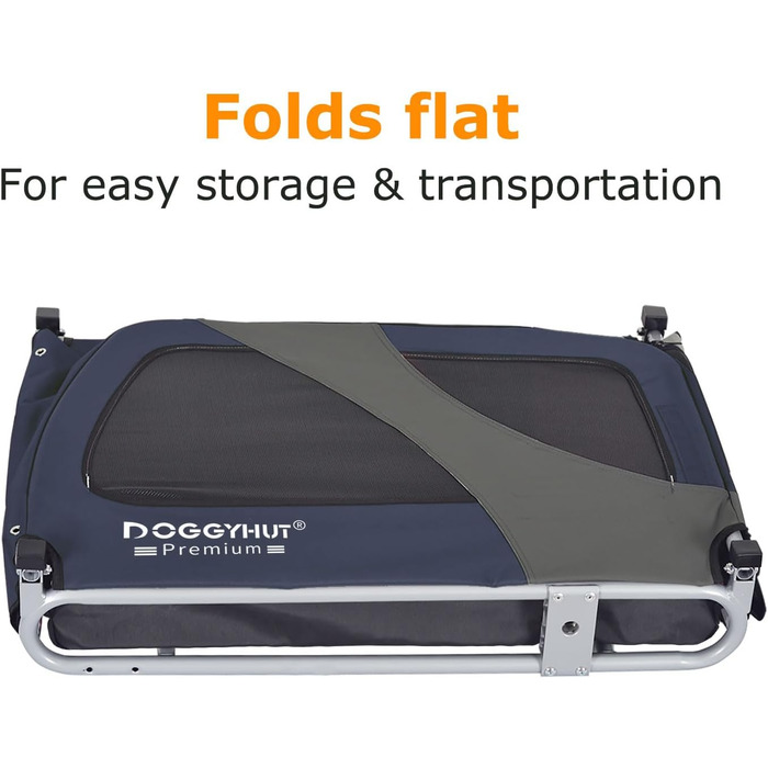 DOGGYHUT® Преміум велопричіп для собак середнього розміру, до 23 кг, синій, складання