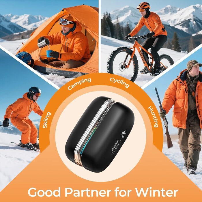 Електричні грілки для рук 2 шт. з RGB-підсвічуванням, 4 режими нагріву та цифровим дисплеєм, портативні міні-грілки для рук - подарунок для чоловіків та жінок