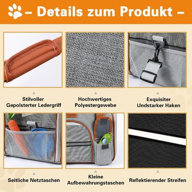 Транспортна сумка для котів та собак до 7 кг Demigreat, дихаюча переноска для середніх та маленьких котів та собак, сіра, 42x22x25 см