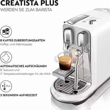 Sage Appliances SNE800 Creatista Plus Coffee Machine, Pearl White Sea Salt (White)