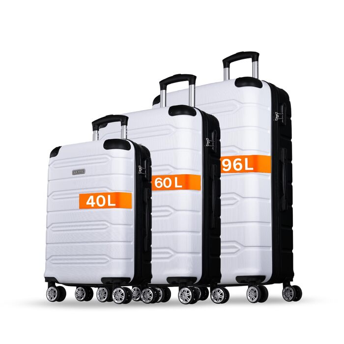 Набір валіз NOWI Rhodos – 3 шт. з ABS, з кодовим замком, 360° обертання, рожевий. Розміри M, L, XL