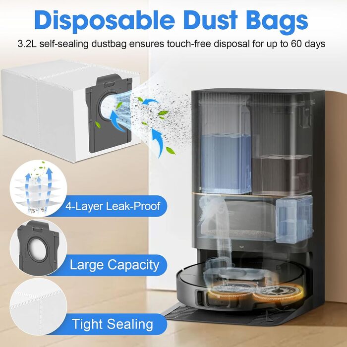 Запчастини для Dreame X30 Ultra, L10s Ultra Gen2, L40 Ultra AE, Mova E30 Ultra: комплект аксесуарів (2 основні щітки, 4 фільтри, 4 ганчірки для миття, 4 бічні щітки, 4 пилозбірники)