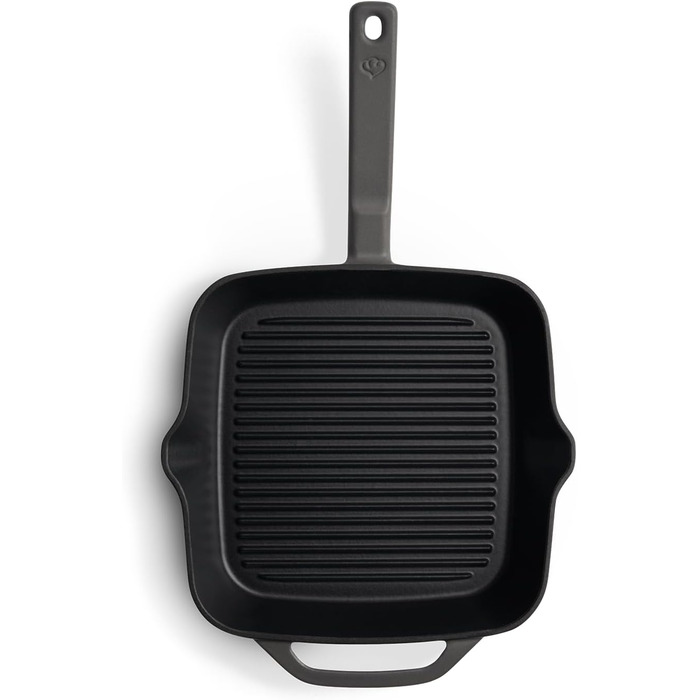 Чавунна гриль-сковорода Springlane 26 см емальована сіра - для всіх плит, включаючи індукцію