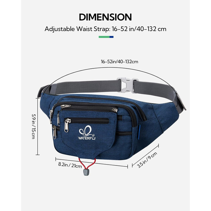 Спортивна поясна сумка Waterfly для бігу, фітнесу, подорожей та активного відпочинку (жіноча та чоловіча)