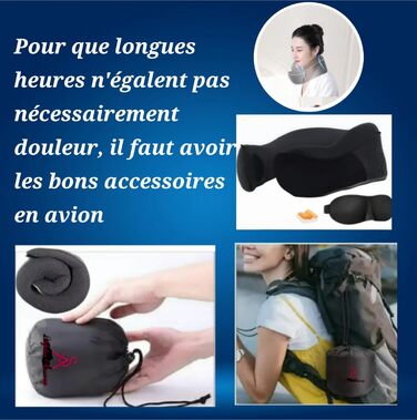 Подушка для шиї у літак, з Memory Foam, для дорослих, регульована, компактна, ергономічна – сірий графіт