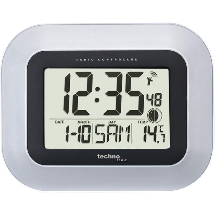 Technoline WS 8016 Modern Digital Radio Wall Clock with Temperature Display, Plastic, White, 225 x 143 x 24 mm WS8016WEISS (White, Bundle with Radio Wall Clock)