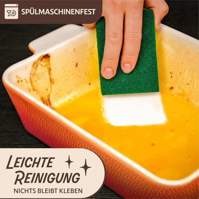 Форма для запікання Praknu Groß - керамічна форма для лазаньї з високим бортиком, оранжево-червоного кольору