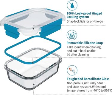 Набір контейнерів для зберігання їжі з боросилікатного скла з кришкою, BPA-free, герметичні, для мікрохвильової печі, духовка, посудомийна машина – контейнери для Meal Prep для кухні, офісу SA178-18PC