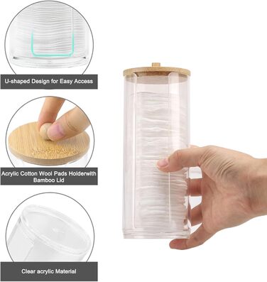 Набір з 3 ватпадносховища, контейнер для ватних паличок – практичне зберігання ватних дисків та паличок у ванній кімнаті. З бамбуковим кришками, економія місця та захист від пилу.