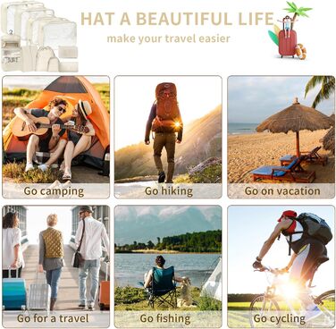 Органайзер для валізи 10 шт. Набір Packing Cubes для одягу, Travel Organizer, Набір кубиків-органайзерів для валізи, рюкзака, ручної поклажі (бежевий)