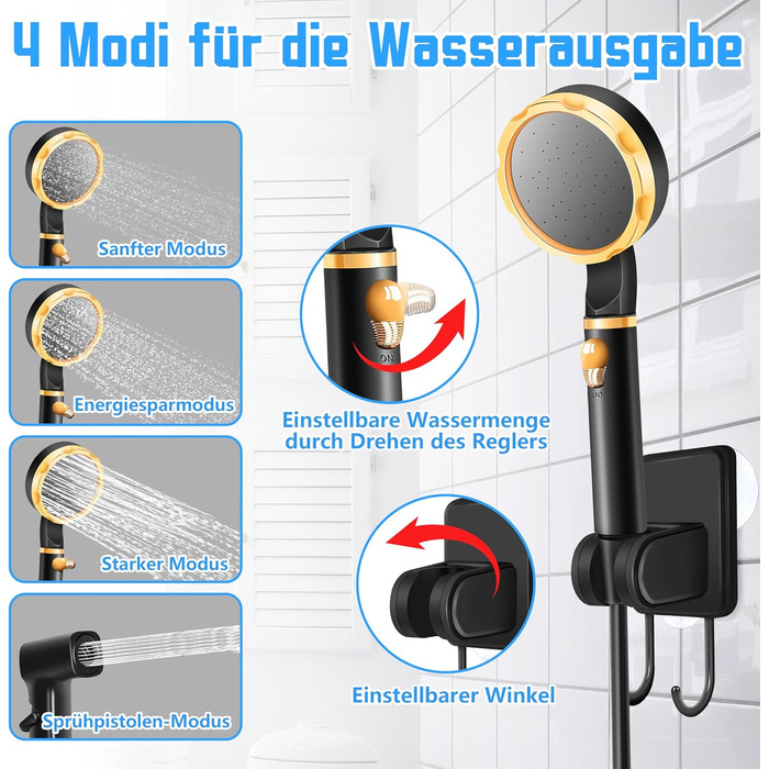 IEEILULU Portable Camping Shower, 6000mAh Camping Shower Battery with Pump, Outdoor Mobile Showers with Temperature Indicator and Foldable Bucket for Pet Travel, Garden, Car Washing, Beach