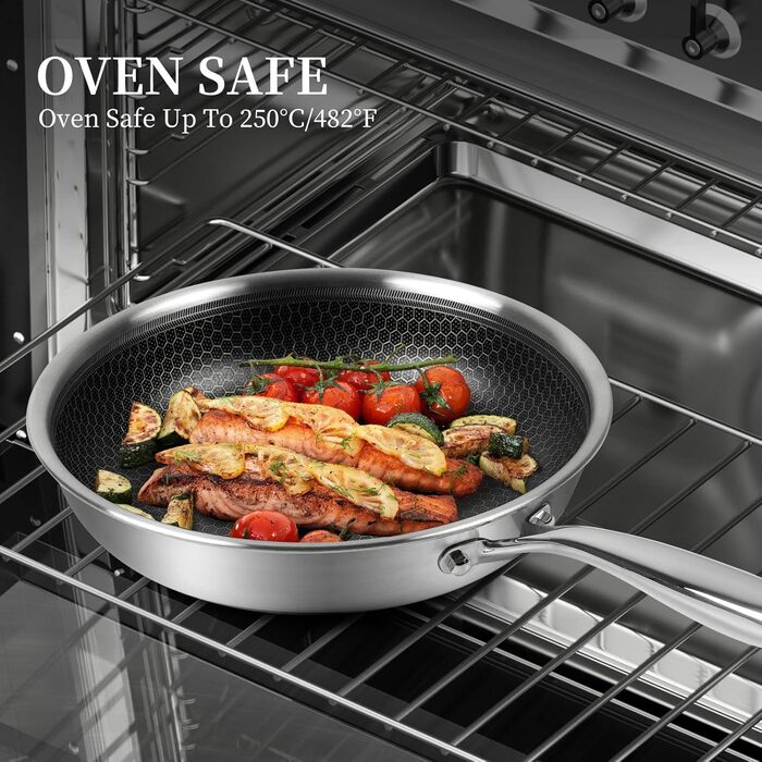 Набір каструль Innerwell 3 шт. (20+24+28 см) з нержавіючої сталі з кришкою, індукційний, антипригарне покриття з рельєфною структурою, для духовки, придатний для миття в посудомийній машині, без PFOA