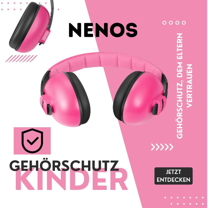 ESTRO Захист слуху для дітей - навушники шумопоглинання, рожеві EM1