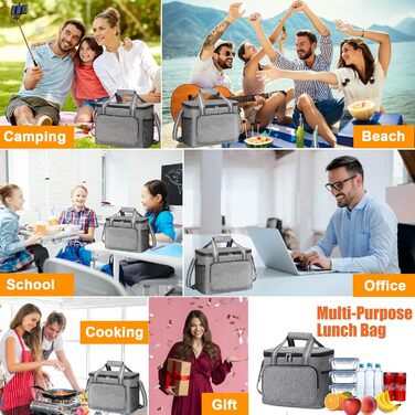 Термосумка-холодильник 15L для пікніка, кемпінгу, авто, офісу: сіра, водонепроникна, для їжі