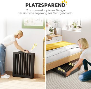 Захисний бар'єр для собак PawHut 5-секційний, 261.5 x 61 см, розкладний, з дверцятами, білий