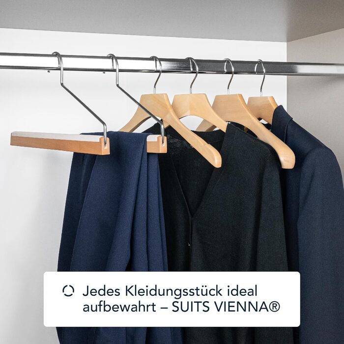 Дерев'яні плічки SUITS VIENNA для жіночих піджаків і костюмів, 40 см, 6 шт, з широкою плечовою зоною та округлими краями
