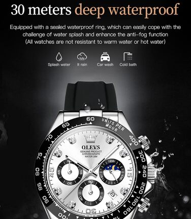 Годинники чоловічі OLEVS з хронографом, кварцові, світлові, сріблясті (2875-ilver)