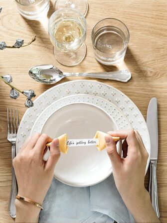 Набір посуду LE TAUCI: 12 елементів (4 сервізи) – тарілки, десертні тарілки, миски, білий колір, для миття в посудомийній машині