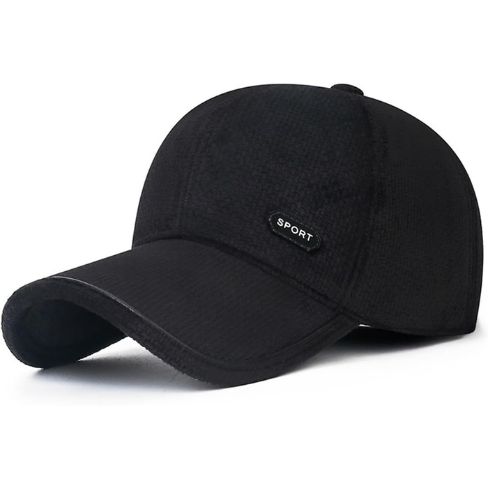 Чоловіча зимова кепка basecap з відкидними навушниками, унісекс, бейсболка з клапанами, повсякденна шапка для активного відпочинку, стиль Dad Hat (чорний)