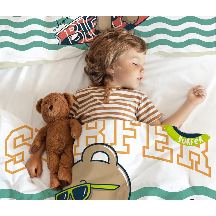 Комплект постільної білизни для дитячого ліжечка DJDEA 100x135 см - Динозаври, м'яка мікрофібра, 2 шт. (з наволочкою 40x60 см)