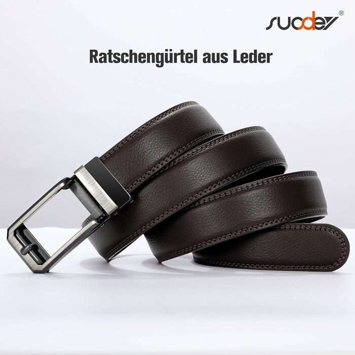 Чоловічий шкіряний ремінь Suosdey з автоматичною пряжкою, без отворів, ширина 30 мм, для ділових костюмів, джинсів та штанів, регульований, для талії 91-100 см