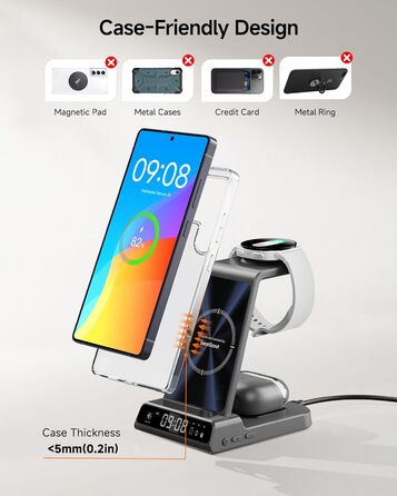 Бездротова зарядка leQuiven 3-в-1 для Samsung Galaxy S25 Ultra, S24, S23, Z Fold/Z Flip 7, Galaxy Watch 8/7/6/5/4, Galaxy Buds3 Pro (Tech Grey)