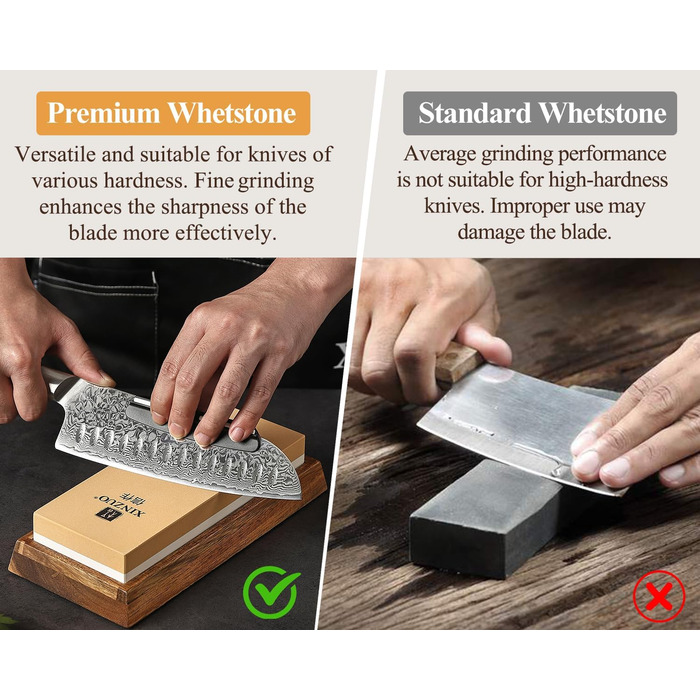 Набір для заточування ножів XINZUO: алмазний плоскою точило 2-в-1 з дерев'яною підставкою, зернистість 1000/5000