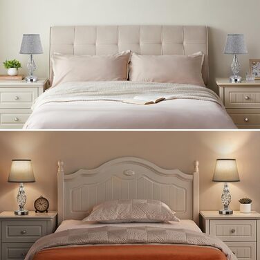 Настільна лампа Kakanuo 2 шт. з USB зарядкою, диммуванням та LED-лампочками, сірий абажур. Сучасний дизайн для спальні, вітальні, офісу.