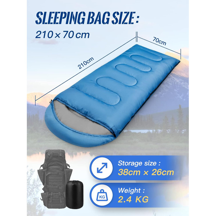 Сплячий мішок Forceatt 4 сезони: зимовий, ковдровий, для кемпінгу, подорожей, фестивалів, 2.4 кг