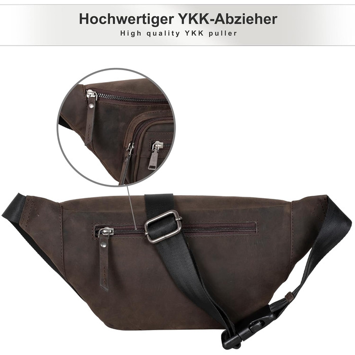 Чоловіча поясна/животна сумка Marc Peter® Varadero з натуральної шкіри Наппа | Перехресна сумка на пояс для чоловіків та жінок | Сумка на пояс з можливістю зміни ремінця (Кольори: Кольору вугілля, Мисливський)