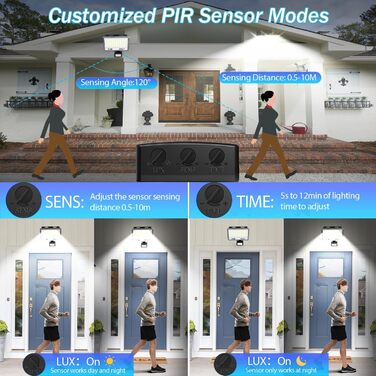 LED Floodlights with Motion Sensor Outdoor 100W 2 Pack, 10000LM LED Spotlights with Motion Sensor, 6500K Cool White Outdoor Floodlights, IP67 Waterproof Floodlights for Warehouse, Garden, Garage