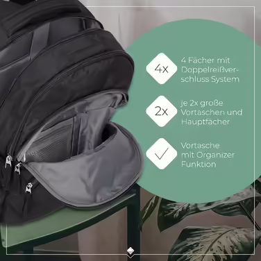 Рюкзак для ручної поклажі Travelite BASICS 22 л, 15,6'' для ноутбука, чорний, міський деньпак з багатьма відділеннями, 45 см