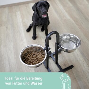 Kerbl Pet Feeder Bar with Bowls - Adjustable Height, 2 x 2800ml Capacity