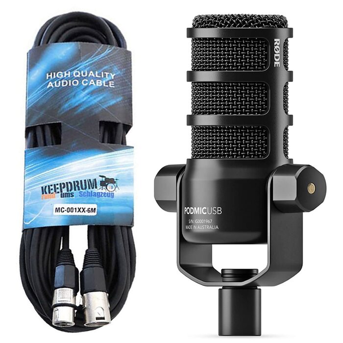 Rode PodMic: Професійний динамічний мікрофон для подкастів + XLR кабель 6м (Podmic USB/XLR)
