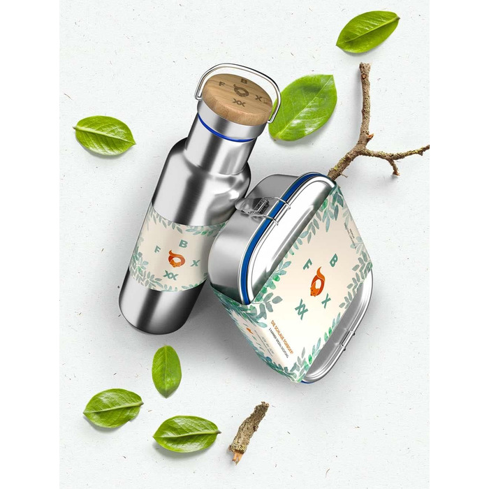 Stainless Steel Lunchbox Premium | Mini 800ml | 2 Dividers / 3 Compartments | 5 x DEKO color rings + 2 x Seal & Smart Clips | Leak-proof, eco-friendly lunchbox for kids