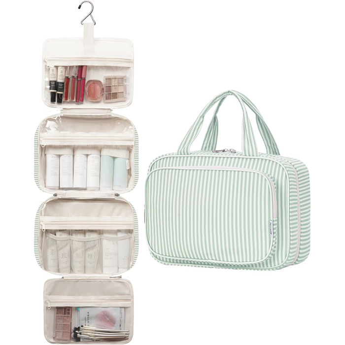 Набір для гігієни Narwey для дівчаток: велика косметичка/рюкзак для душу з сіткою, зелений колір