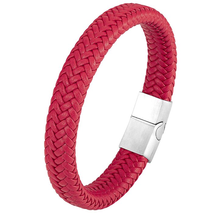 Чоловічий шкіряний браслет Armand, 21 см. Чорний, зелений, червоний, білий. Ідеальний подарунок на День батька.