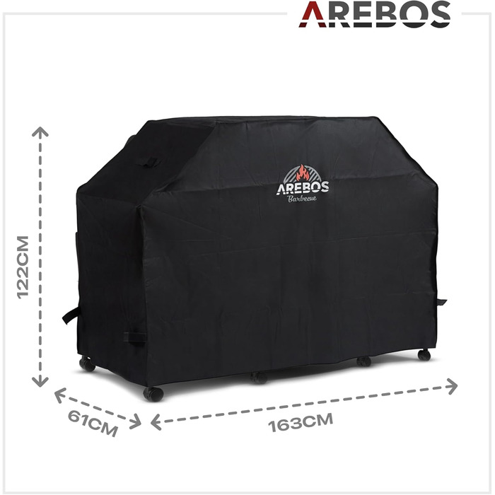 Чохол для гриля Arebos 163x61x122 см, водонепроникний, пилозахисний, для газових та BBQ грилів