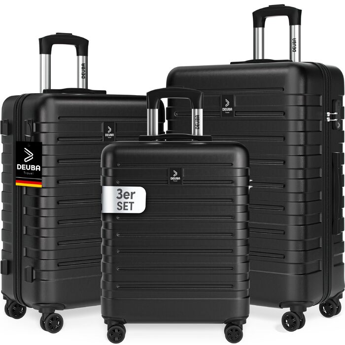 Набір валіз Deuba TRAVEL з жорстким корпусом, 3 предмети, чорний колір