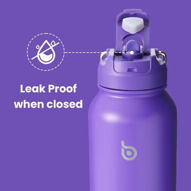 BOTTLE BOTTLE Insulated Water Bottle with Straw, Sport Stainless Steel Water Bottle with Grip Lid, Outdoor Sports Bottle for Pills, 1L (White) (Violet)