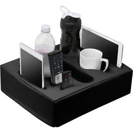 Sofa-Buddy Practical Couch Cup Holder, Sofa Coaster, Sofa Cup Holder. The perfect couch accessory (Square-bigdaddy-leather-black)