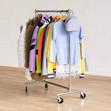 Tatkraft New York Clothes Rack Extendable Width and Height, Clothes Rack on Wheels, 86-143 x 44 x 100-165 cm, Mobile Stable Clothes Rack made of Stainless Steel (Steel)