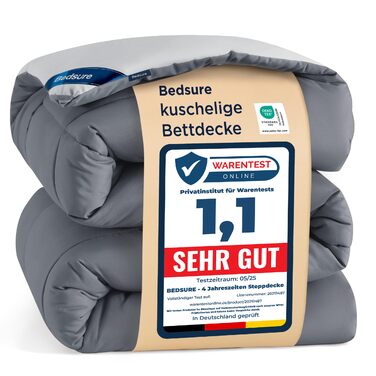 BEDSURE Ковдра постійна 135x200 см - Ковдра для всіх сезонів, 300 GSM, двостороння сіра/світло-сіра, м'яка та тепла, для алергіків, 135x200 см